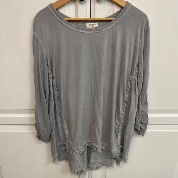 Umgee Gray High Low 3/4 Sleeve Tunic size M. - Picture 1 of 7